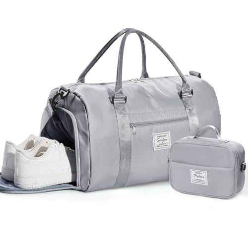 Image of Gym Bag Womens Mens with Shoes Compartment and Wet Pocket Travel Duffel Bags for Women for Plane Sport Gym Tote Bags with Toiletry Bag Waterproof Weekend Overnight Carry on Bag Hospital Holdalls