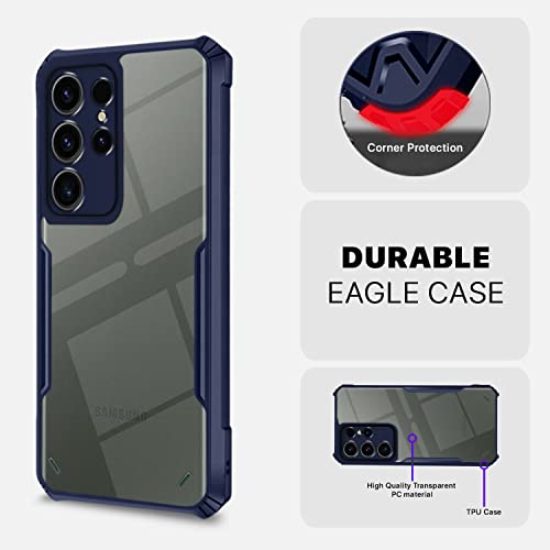 Image of Pikkme Samsung Galaxy S23 Ultra 5G Back Cover | Crystal Clear Transparent Back | Ultra Hybrid | Full Camera Protection | Raised Edge | Bumper Back Case (Blue)