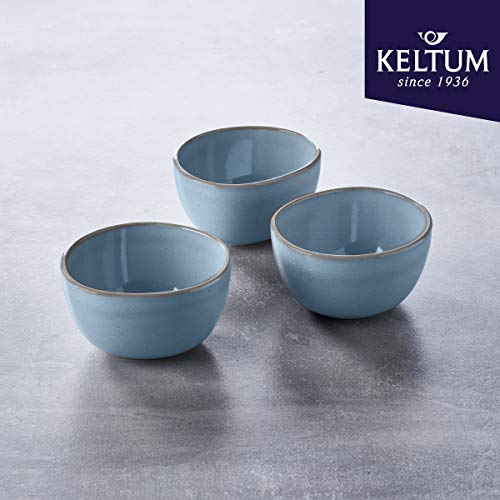 Smokey Blue Glazed Stoneware 4-Inch Bowls, Set of 3
