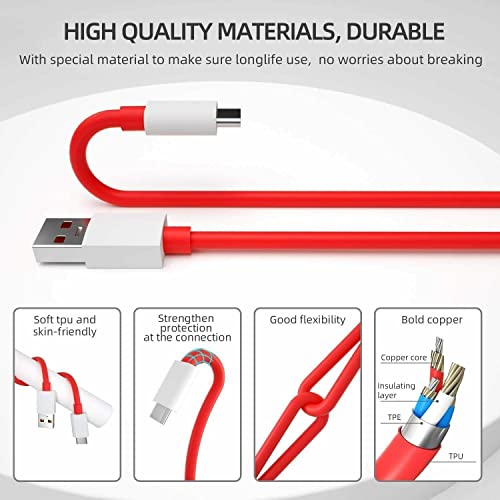 Image of LGOC Original 30W Fast Charging Type C Cable for OnePlus Nord CE /10 Pro /9RT /9 Pro /9 /9R /Nord 2 /Nord /8 Pro /8T /8 /7T Pro /7T /7 Pro /6T /6 /5T /5 /3T /3 & All Type C Smartphones (Only Cable),1m,Red