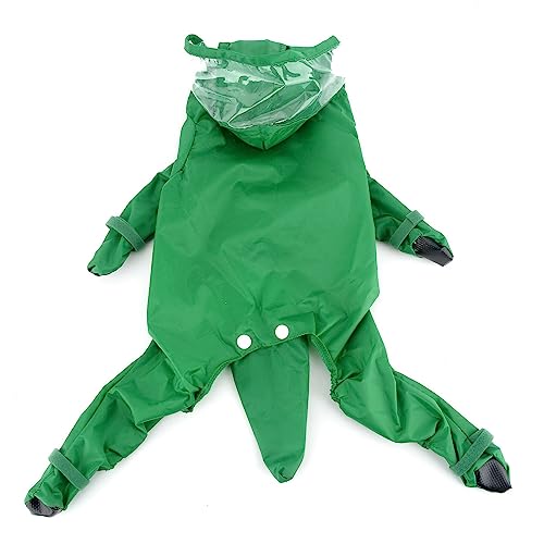 Zunea Waterproof Dog Raincoat with Legs for Small Dogs Puppy Hooded Rain Poncho Jumpsuit with Rain Boots Four-legged Slicker Rainwear with Hood Pet Rain Coat Rain Jacket Rain Gear Green M - Image 3