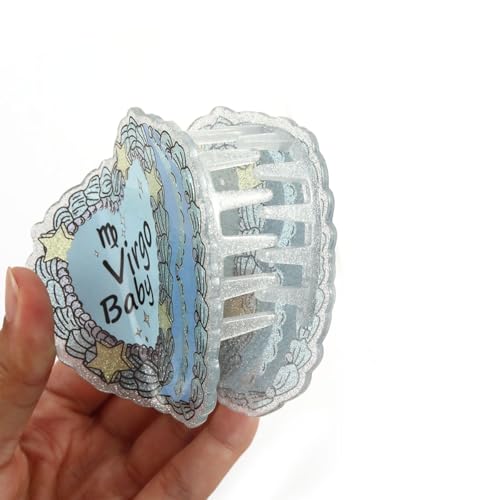 Personalized Virgo Baby Hair Claw Clip, Blue and Silver Personalized Hair Claw Clip, Blue and Silver