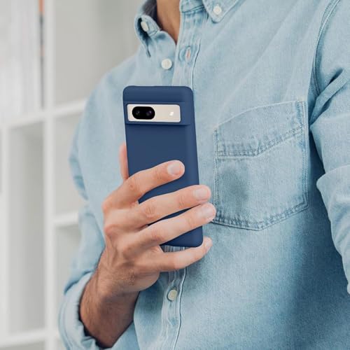 Image of MOBILOVE Back Cover Case for Google Pixel 8a | Pure Liquid Soft Matte Silicone Case with Logo and Comes with Camera and Screen Protection Back Cover for Google Pixel 8a (Blue)