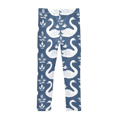 White Swan Blue Pond Girls Leggings Athletic Pants Tights Stretch Bottom2