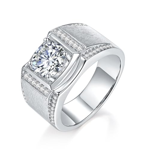 Bague moissanite 2 carats homme argent 925 alliance mariage fiançailles diamant laboratoire