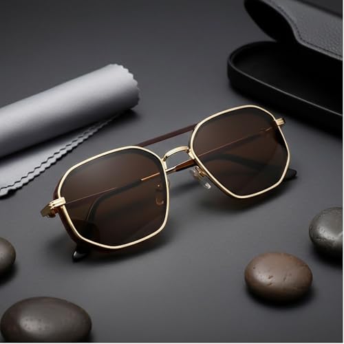 Image of Vintage Steampunk Sunglasses for Men & Women - Retro Hexagonal Metal Frame Gothic Glasses with UV400 Protection - Non-Polarized Fashion Eyewear