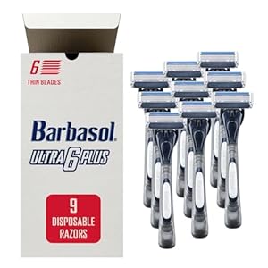 Barbasol Ultra 6 Plus Premium Disposable Razor Value Pack Bundle (3 Packs/9 Total Razors)