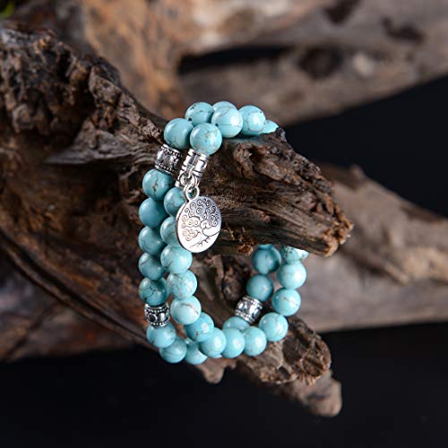 Image of YGLINE Tree of Life Yoga Healing Stone Bracelets,Multilayer Lotus Chakra Stone Reiki Bracelet Sets,Anxiety Crystal Natural Stone,for Women Stress Relief