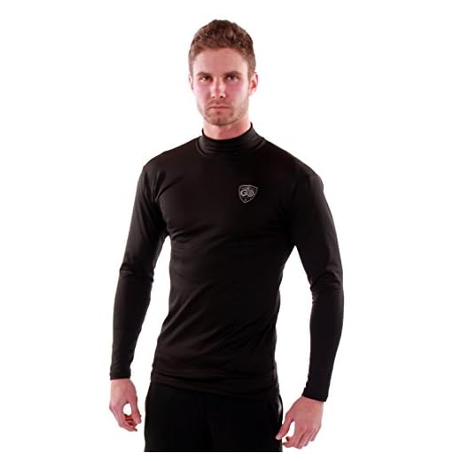 Go Athletic Apparel Men's Cold Weather Gear Base Layer Shirt Mock Neck-Black-Large