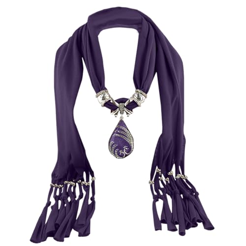 Womens Scarf Waterdrop Pendant Necklace Pendant Jewelry Polyester Shawl Scarves Ladies Soft Winter Infinity Scarves