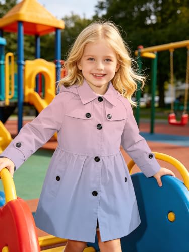 Image of Cromoncent Girl's Rain Jackets Waterproof Hoodie Trench Coat Cute Dress Coat Outerwear, 3-12 Years