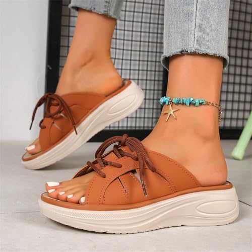 Sandalias deportivas de plataforma estables con cordones regulables para caminar 6