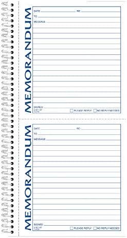 TOPS Memorandum Forms Book, 2-Part, Carbonless, 2 Memos per Page, 100 Sets per Book (4150)