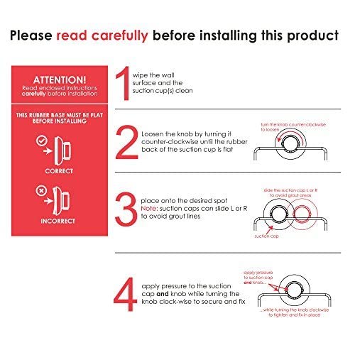 Hasko Accessories - Powerful Vacuum Suction Cup Hooks Holder For Towel, Robe And Loofah - Stainless Steel Hook For Bathroom And Kitchen (Chrome) #TOP1