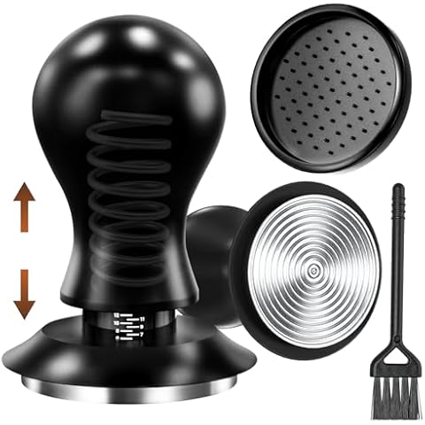 ANSOOK 51mm Espresso Tamper, Stainless Steel Tamper Powder Press with Scale, Espresso Hand Tamper with Tamper Mat, Coffee Tamper & Cleaning Brush Cover