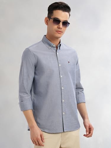 Image of Thomas Scott Men's Cricket Club Collection Classic Regular Fit Twill Shirt | 100% Cotton Long Sleeve Solid Shirt with Button Down Collar (Available in Plus Size)