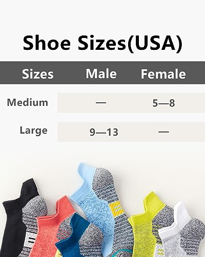 Running Socks No Show Athletic Ankle Socks Low Cut Sport Compression Hiking Socks Woens/Mens 6-Pairs 5-8/9-132