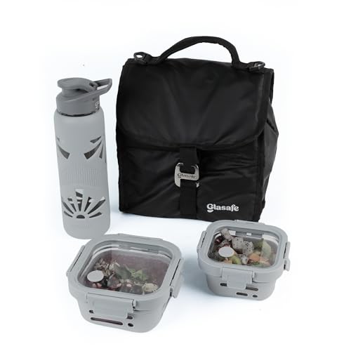 Image of GLASAFE Glass Lunch Kit (Soothing Slate, Snack Kit)