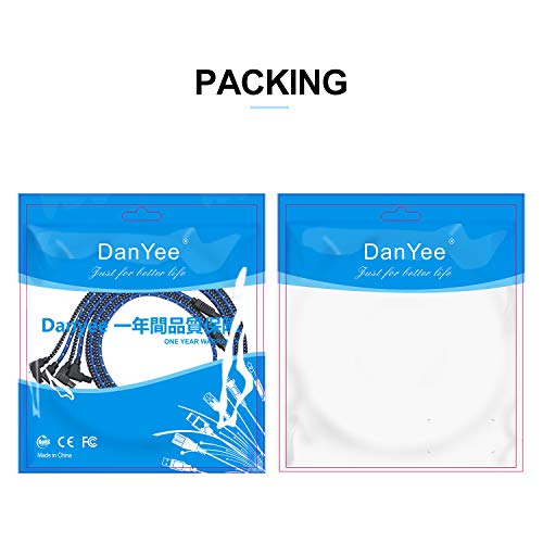 SATA III Cable,DanYee Nylon Braided SATA Cable III 6Gbps Straight HDD SDD Data Cable with Locking Latch 18 Inch Compatible for SATA HDD, SSD, CD Driver, CD Writer (3 Packs Black +3 Packs Blue)