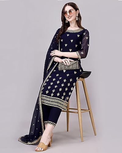 Image of PATISOL Women's Georgette Kurta Set with Dupatta
