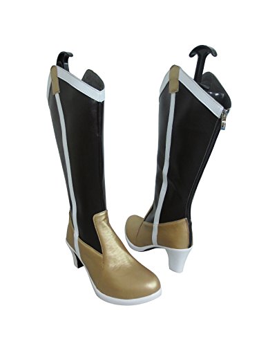 YuanCos Puella Magi Madoka Magica Cosplay Mami Tomoe Long Cosplay Shoes Boots (Female US 8/EU39) Black,Gold