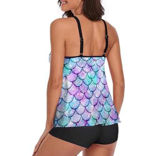 Womens Tankini Swimsuits for Women Two Piece Tummy Control Bathing Suits Swim Tank Top with Boyshorts2