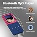 Bluetooth Mp3 Player, Classic Portable Mp3 Players for Kids,HiFi Music Player with Bluetooth,Video Play,FM Radio,Recording,E-Book,Alarm Clock,Mp3 Play up to 50 Hours with SD Card Slot Pink 64GB
