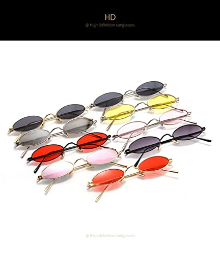 ZENYS Retro Metal Oval Frame Men and Women Sunglasses Outdoor Vacation Decorative Sunglasses (Color : A, Size : 1)2