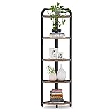 Tribesigns Corner Shelf, 5 Tier Corner Bookshelf and Bookcase Rustic Corner Storage Shelving Unit...