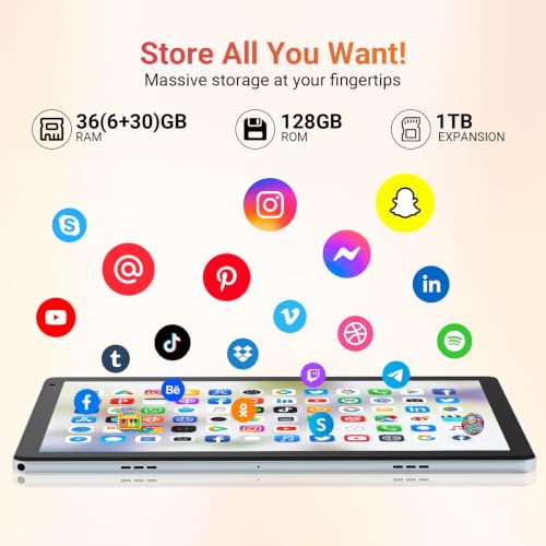 Image of Tablet,10.1 inch Android 16 Tablet Octa-core 36GB+128GB Dual Camera | 1280x800 IPS HD Touchscreen 6000mAh Battery Wi-Fi 6,BT 5.4 GMS 36GB(6+30) RAM 128GB ROM Support 1TB Expansion 5MP+8MP cameras