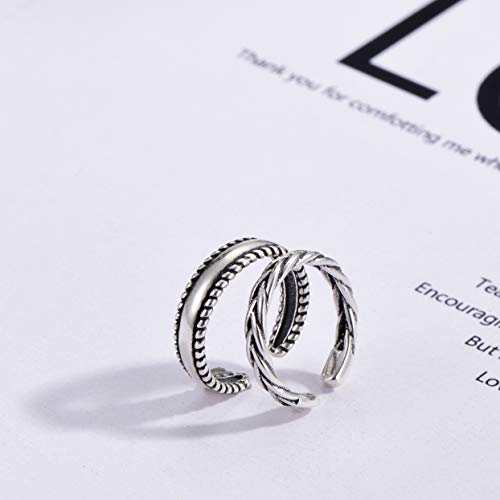 Elitven 2Pcs Sterling Silver Open Adjustable Toe Rings Vintage Braid Rings For Women Girls (Braided Style) #TOP5