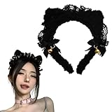 Cat Ears Headbands for Women Halloween Black Lace cat Ear Hairband Halloween Costumes for Cat Woman Sexy Headwear Headdress Cat Ear Headband for Girls Halloween Cosplay Party Nightclubs Decoration