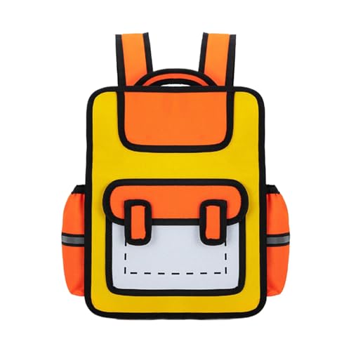 Mochila escolar infantil de dibujos animados 3D amarilla para niños cómoda y ligera