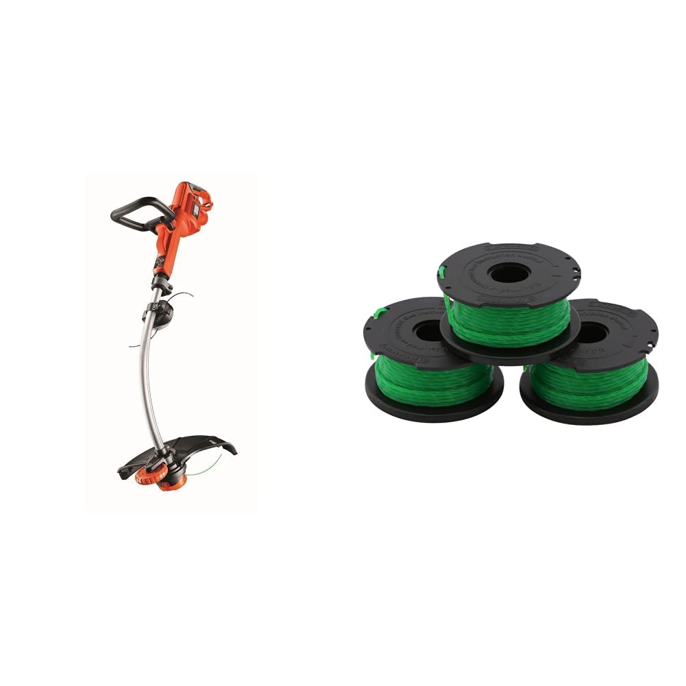 BLACK+DECKER Coupe-Bordures Filaire 700W, Coupe-Bordures Electrique 33 cm & Lot de 3 Bobines de Rechange pour Coupe-Bordures, Bobine Reflex Plus A Déroulement Automatique, 3 x 6 m de Fil