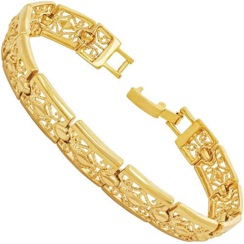 LIFETIME JEWELRY Filigree Bracelet for Women and Men 24k Real Gold Plated Charm