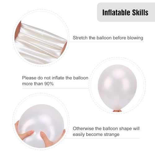 Image of RUBFAC Pearl White Balloons 65pcs, 12 Inch Party Balloon with Ribbons for Wedding Engagement Anniversary Bridal Baby Shower Birthday Party Decoration