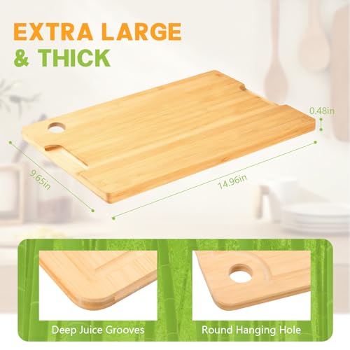 Tabla de cortar rectangular de bambú 37.8x24.4 cm miniatura 4
