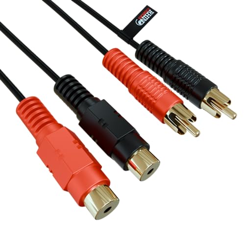 rhinocables 2 RCA Phono Extension Male Plug to Female Socket Stereo Audio Extender for Hi-Fi, DJ, Speakers, Home Theatre, HDTV, Amp '3m'