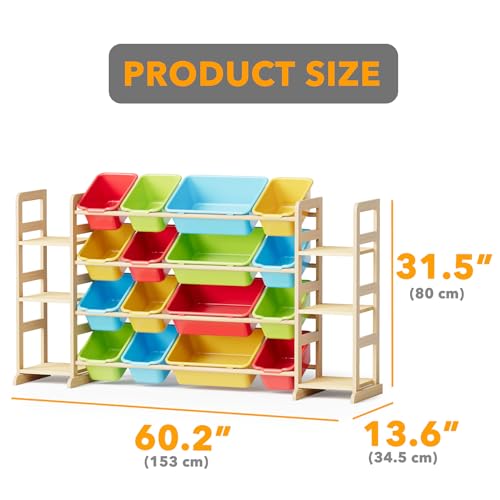 Image of SpaceAid Toy Storage Organizer with 6 Shelves and 16 Bins, Toy Organizers Storage Bookshelf, Kids Bin Shelf Toys Box Bookcase for Bedroom Playroom Organization Room Decor, Multi-Colored
