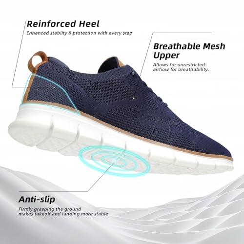 Men's Casual Dress Shoes Business Oxfords Fashion Walking Sneakers Mesh Work Lightweight Soft Sole Dark Blue β image 5