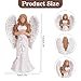QLFJ-FurDec Resin Angel Figurines Holding Heart, Praying Guardian Angel Statue for Home Decor Hand-Painted Memorial Gifts Thanksgiving Christmas (Wood Grain)