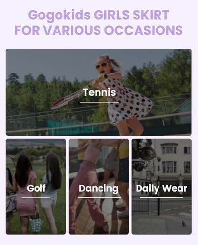 Gogokids Saias de tênis para meninas com bolsos, short plissado atlético de golfe juvenil com forro