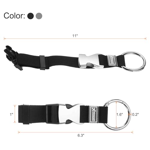Image of HARFINGTON 2pcs Luggage Straps Jacket Clips Strap Nylon Adjustable Suitcase Belt Baggage Backpack Connector Travel Accessories with Metal Buckle for Extra Bags Travel Attachment, Black Gray