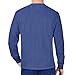 Men's Waffle Knit Thermal Henley Shirt - Long Sleeve Casual Top, Denim, M