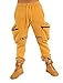 SCREENSHOT-P11266 Mens Urban Hip Hop Premium Streetwear Fleece Bottoms - Street Tactical Functional Cargo Pockets Utility Fashion Sweatpants-Timber-Medium