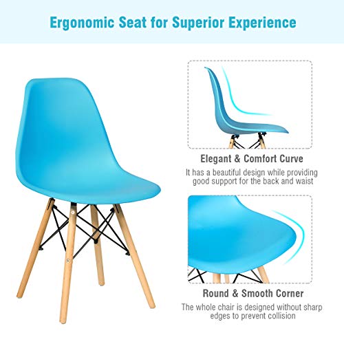 Nightcore Dsw Dining Chairs Set, Modern Style Dining Chair, Pre Assembled Side Chairs With Pp Seat And Beech Wood Legs, Mid Century Dining Chairs For Kitchen, Bedroom, Living Room (4, Blue) #TOP7