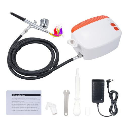 ZASCHMOY Compresor de Aerógrafo para Decoración de Uñas, Mini Juego de Pistola de Aerógrafo con 3 Niveles de Presión, Ultrasilencioso, Ligero, Portátil para Pintar, (Conexión de gas de alimentación