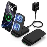 Wireless Charger Foldable for iPhone 17 Pro Max/Air/17 Pro/17/16 Pro Max/16e/16 Plus/16Pro/15/Google Pixel 10a/10 Pro Fold/XL/9a/Samsung,15W Travel Fast Wireless Charging Station Stand with QC Adapter
