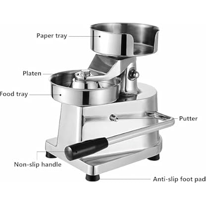 ZOLPINL Kommerzieller Hamburger-Patty-Maker, manuelle Burger-Formmaschine, 4/5/6 Zoll Burger-Presswerkzeug aus Edelstahl, BBQ-Patty-Form, Rindfleisch-Fleischformer mit 500 Stück Pergamentp – Bild 3
