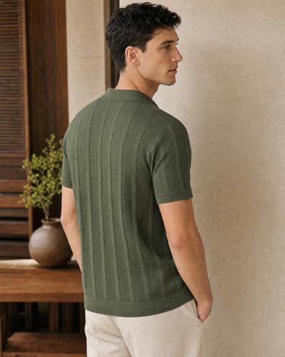 Image of NOBERO Men's Textured Polo Shirt, 100% Cotton Flat Knit, Regular Fit, Vibrant Hues, Classic Polo Collar, Soft & Breathable Casual Wear